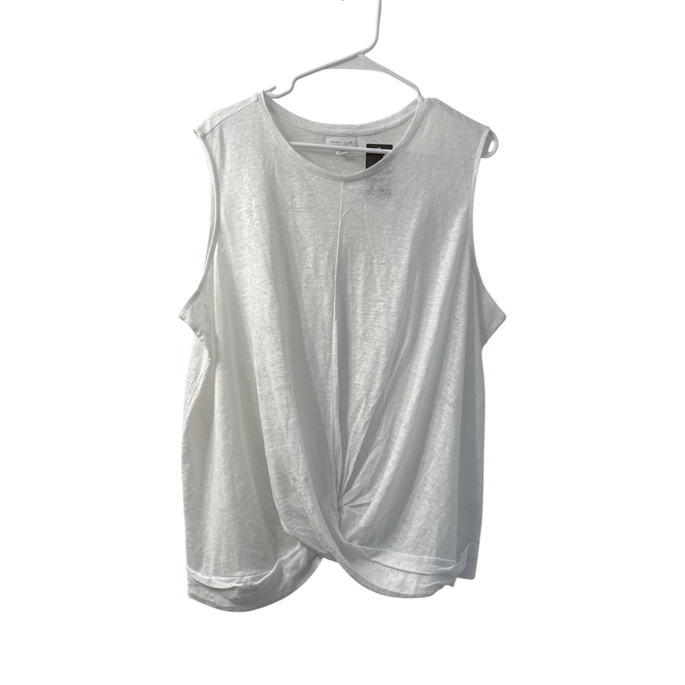 J. Jill Love Linen White Twist Front Tank Top Sleeveless Plus Size 2X New - Picture 1 of 7